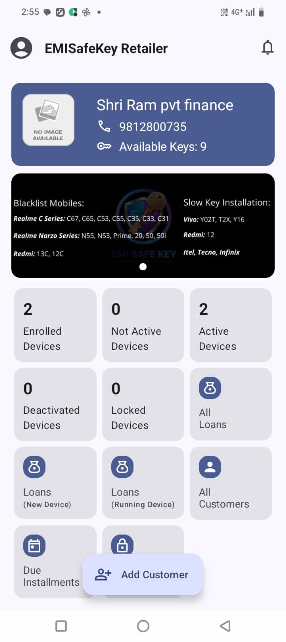 EMI Safe Key App